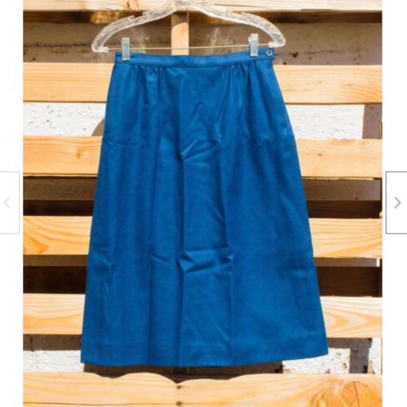Vintage Pendleton Petite Blue 100% Wool Boot Midi Pencil Skirt Lined Sz 10P - Picture 1 of 3